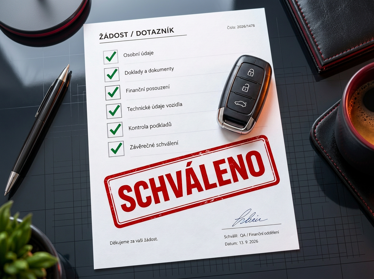 Schválený dotazník financování se zelenými kontrolami a automobilovým klíčem